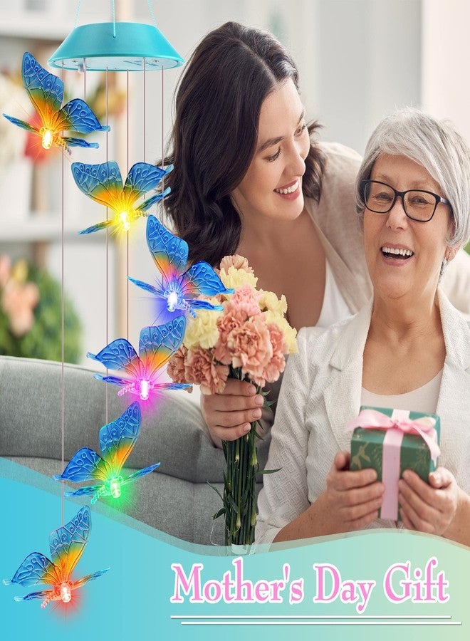 فراشة تعمل بالطاقة الشمسية هدية للأمهات والفتيات، أجراس رياح متغيرة الألوان لعيد الميلاد للاستخدام الخارجي، أضواء زينة خارجية تعمل بالطاقة الشمسية للحديقة والفناء والشرفة والنافذة، زينة عيد الميلاد، هدية للنساء - Image 2